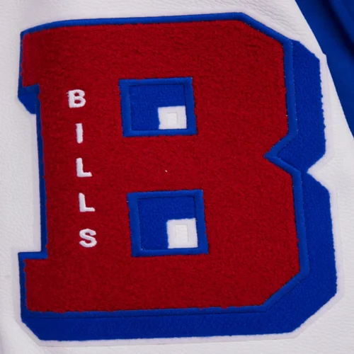 Buffalo Bills Mashup Wool & Leather Blue/White Varsity Jacket - Image 8