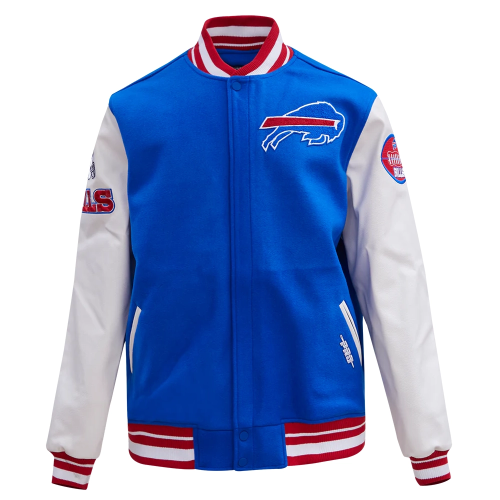 Buffalo Bills Old English Wool & Leather Varsity Jacket - Image 2