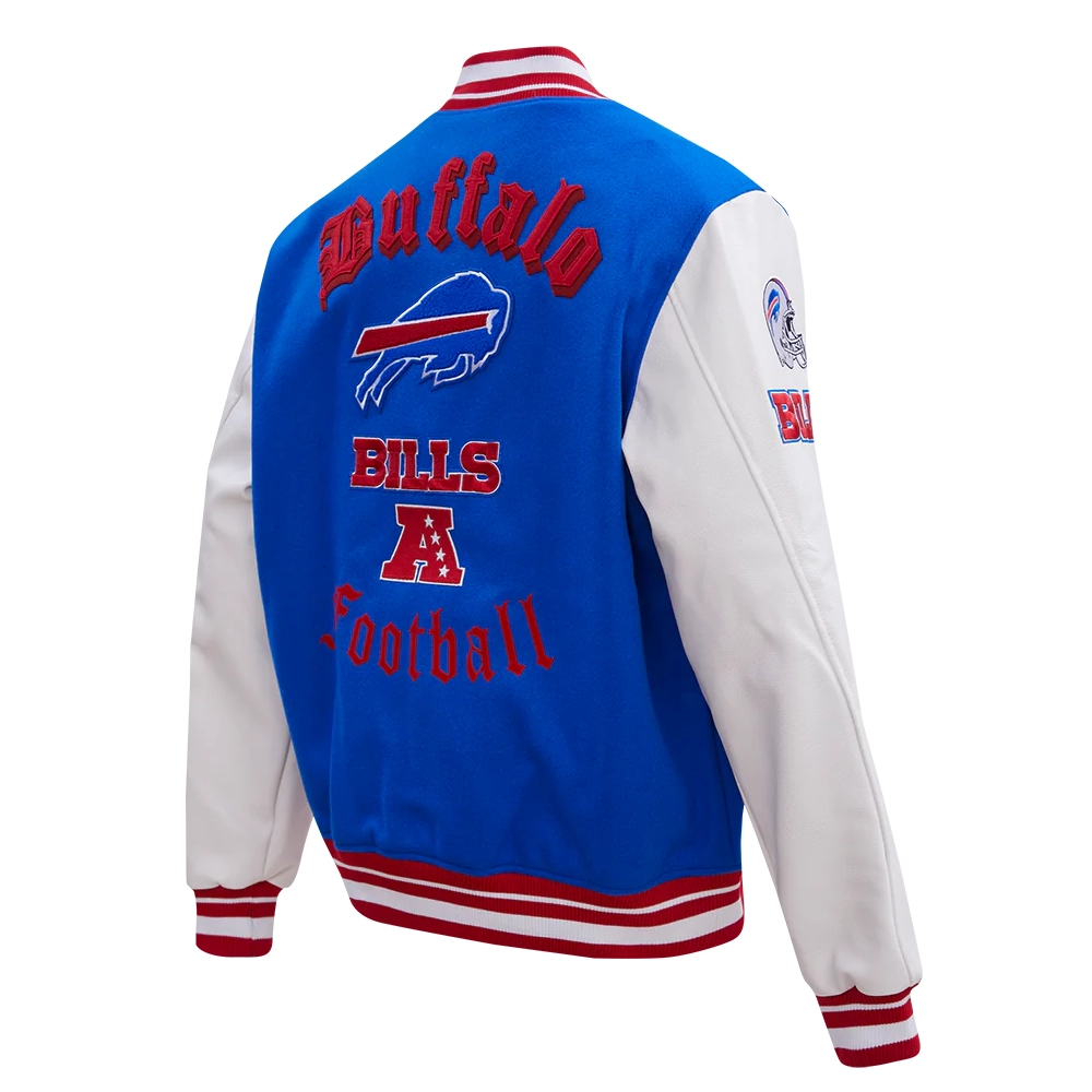 Buffalo Bills Old English Wool & Leather Varsity Jacket - Image 3