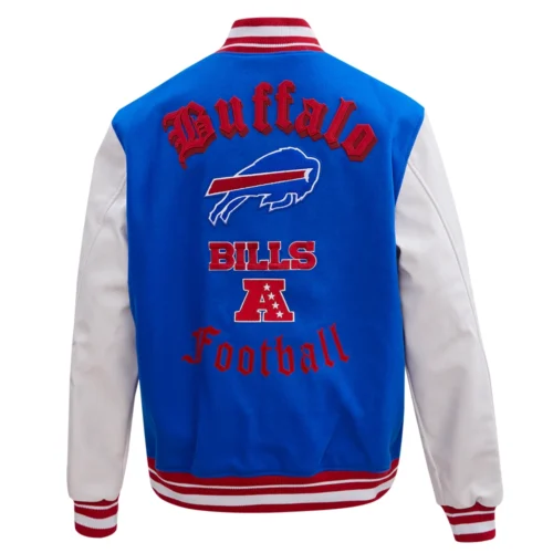 Buffalo Bills Old English Wool & Leather Varsity Jacket - Image 4