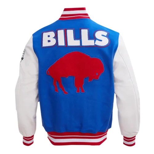 Buffalo Bills Retro Classic Wool & Leather Varsity Jacket - Image 3