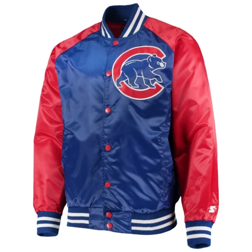 Chicago Cubs The Lead Off Hitter Full-Snap Royal/Red Satin Varsity Jacket