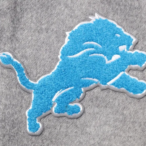 Detroit Lions Classic Wool & Leather Gray/White Varsity Jacket - Image 3