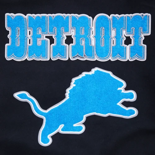 Detroit Lions Retro Classic Black Wool & Leather Varsity - Image 10