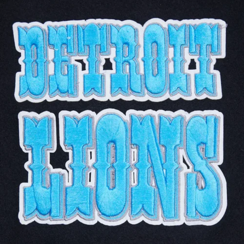 Detroit Lions Retro Classic Black Wool & Leather Varsity - Image 6