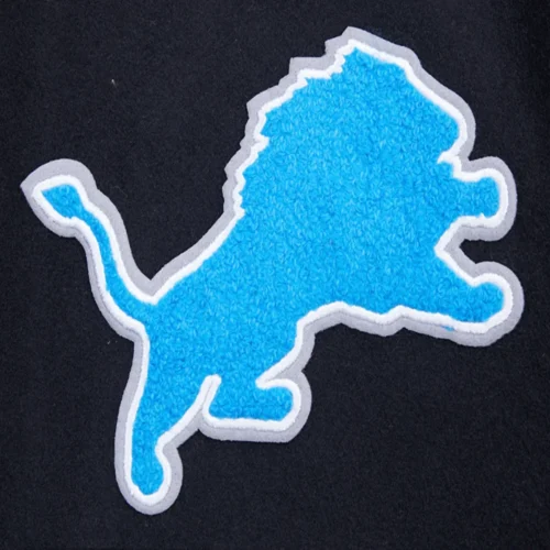 Detroit Lions Retro Classic Black Wool & Leather Varsity - Image 5