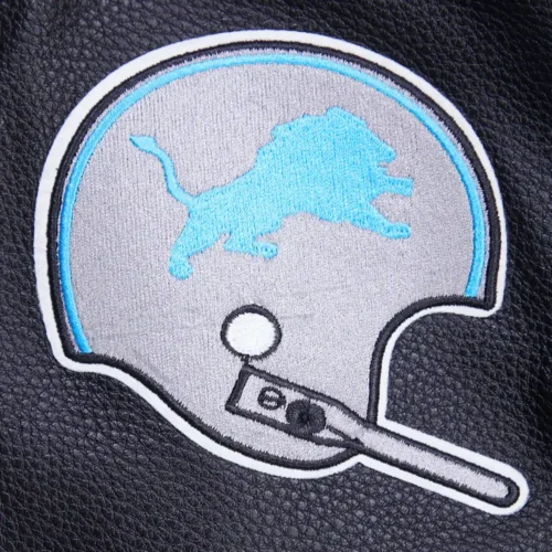 Detroit Lions Retro Classic Black Wool & Leather Varsity - Image 8