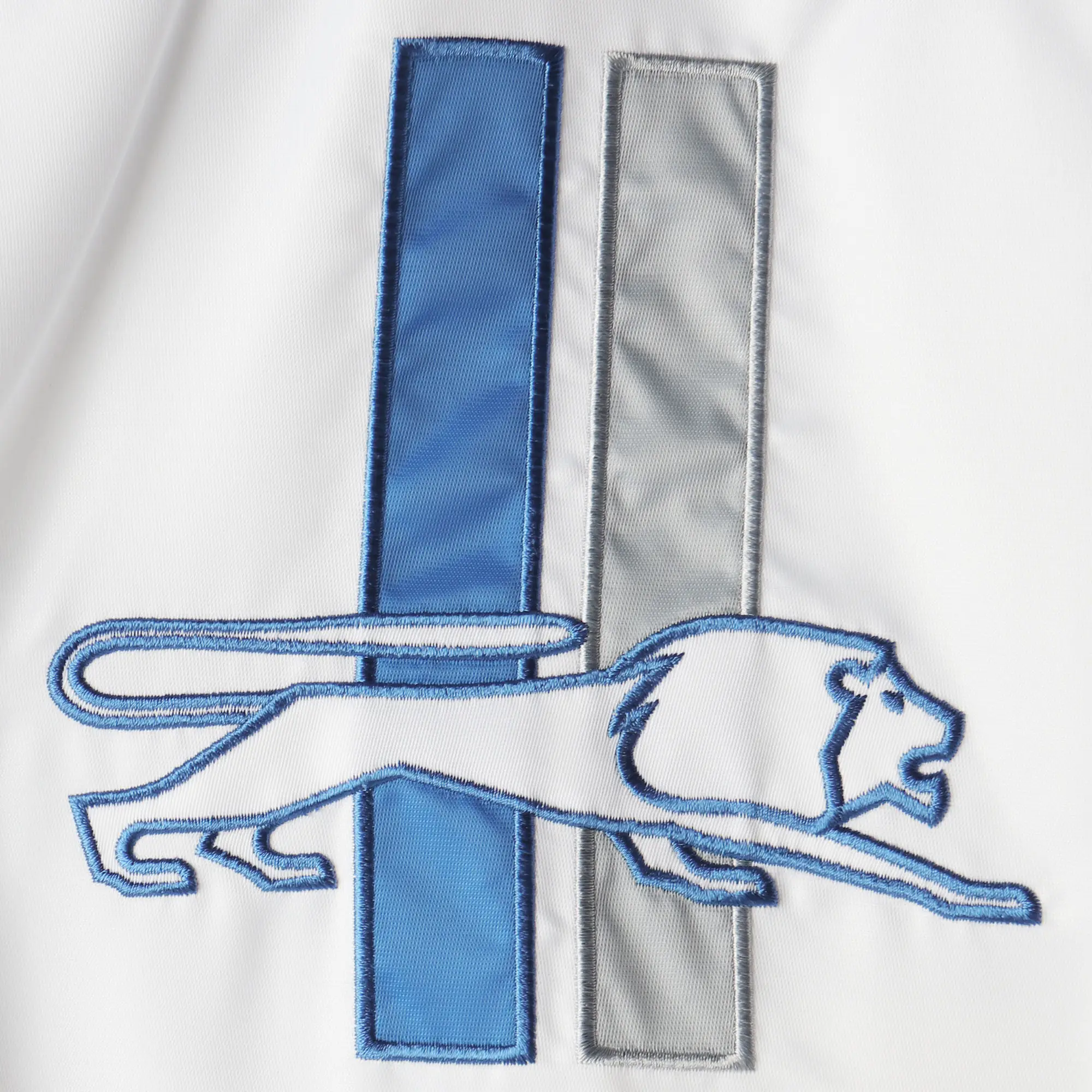 Detroit Lions Clean Up Hitter White/Blue Satin Varsity Jacket - Image 3