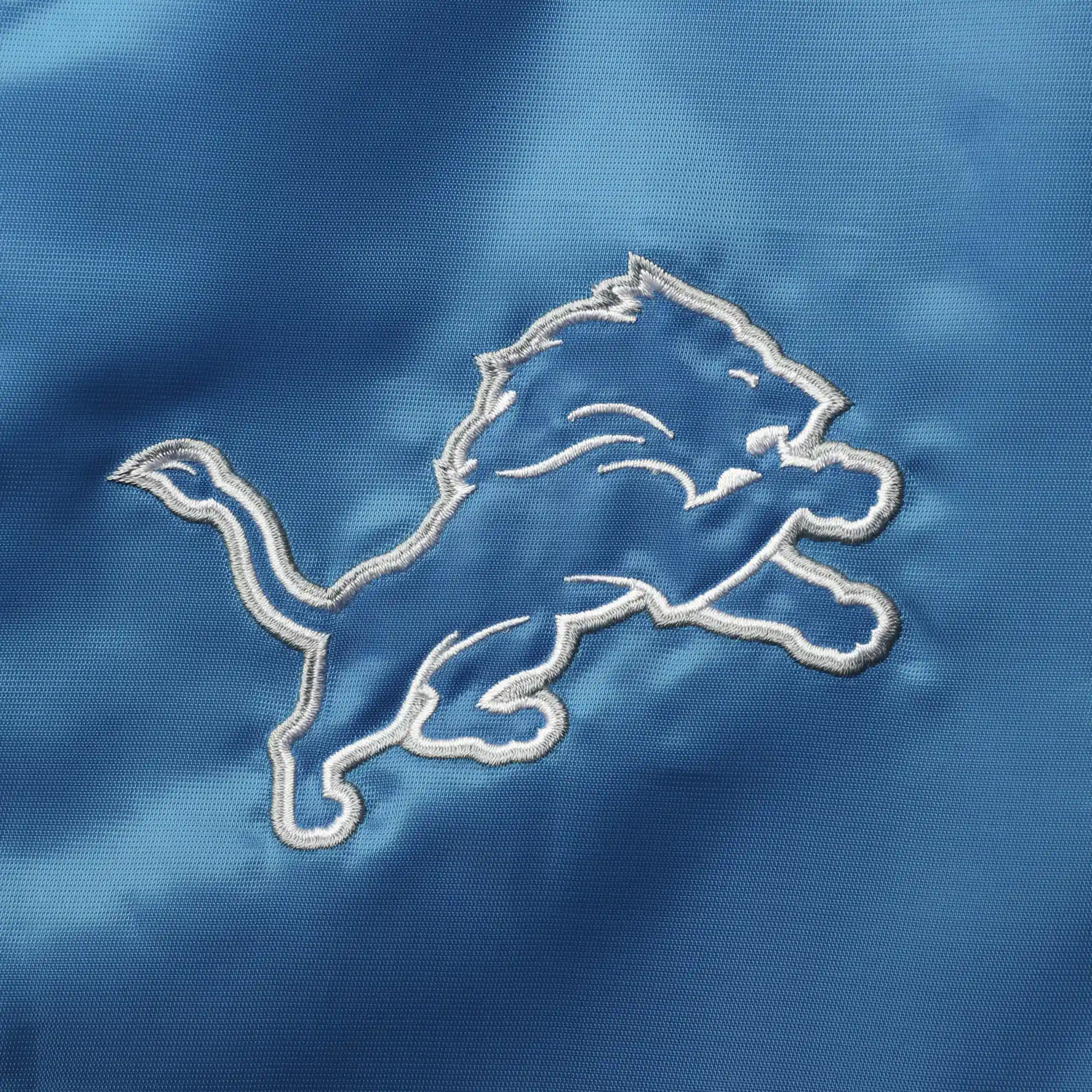 Detroit Lions Leader Blue/Gray Satin Varsity Jacket - Image 3