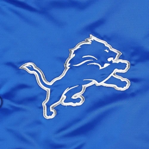 Detroit Lions The Pick & Roll Blue Satin Varsity Jacket - Image 3