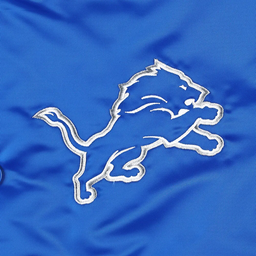 Detroit Lions The Pick & Roll Blue Satin Varsity Jacket - Image 3
