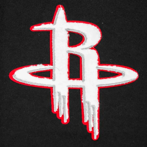Houston Rockets Script Tail Black Wool & Leather Varsity Jacket - Image 5