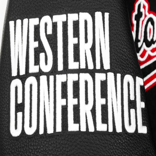 Houston Rockets Script Tail Black Wool & Leather Varsity Jacket - Image 8
