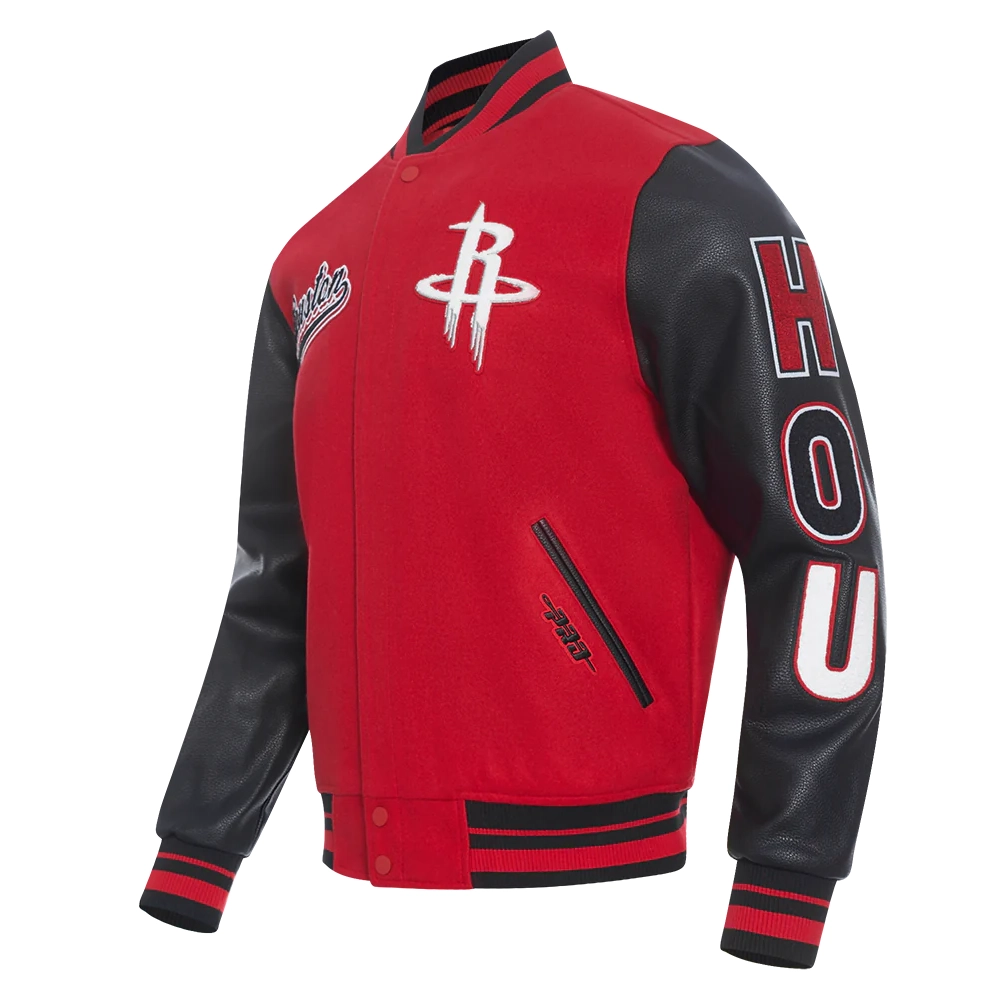 Houston Rockets Script Tail Wool & Leather Varsity Jacket