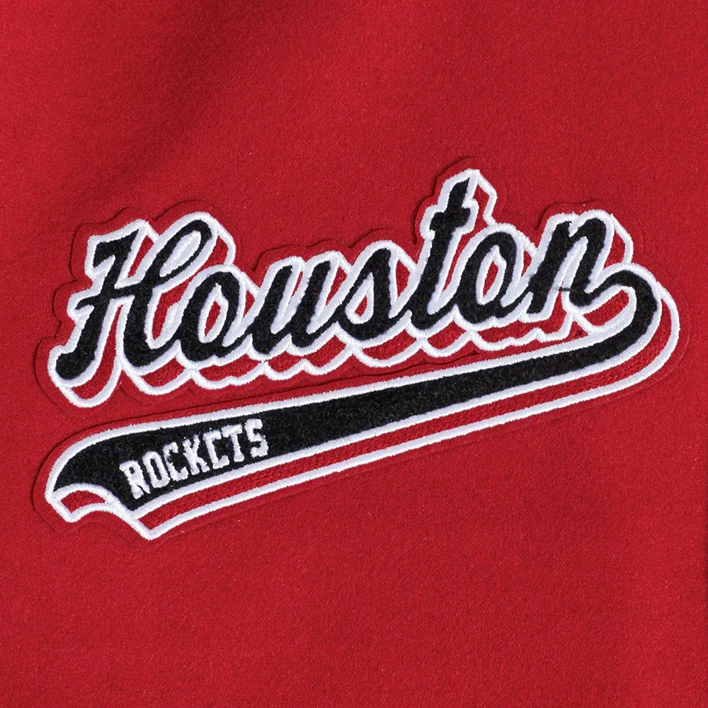 Houston Rockets Script Tail Wool & Leather Varsity Jacket - Image 6
