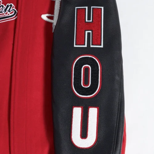 Houston Rockets Script Tail Wool & Leather Varsity Jacket - Image 7