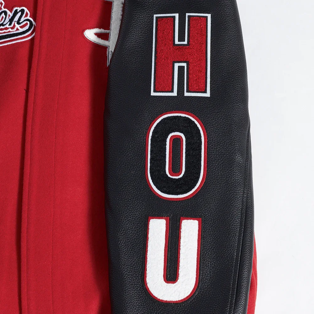 Houston Rockets Script Tail Wool & Leather Varsity Jacket - Image 7