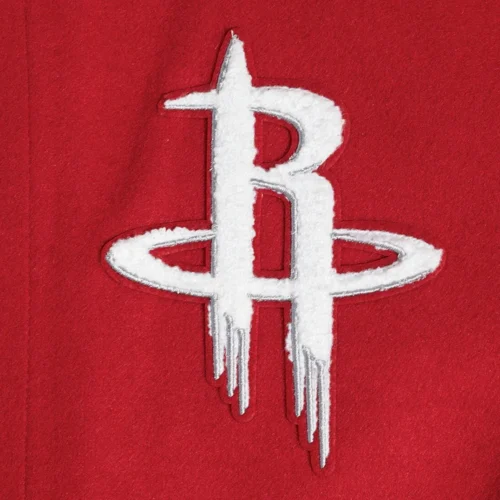 Houston Rockets Script Tail Wool & Leather Varsity Jacket - Image 5