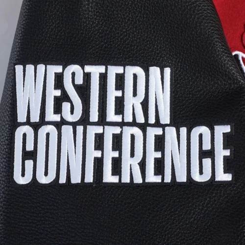 Houston Rockets Script Tail Wool & Leather Varsity Jacket - Image 8