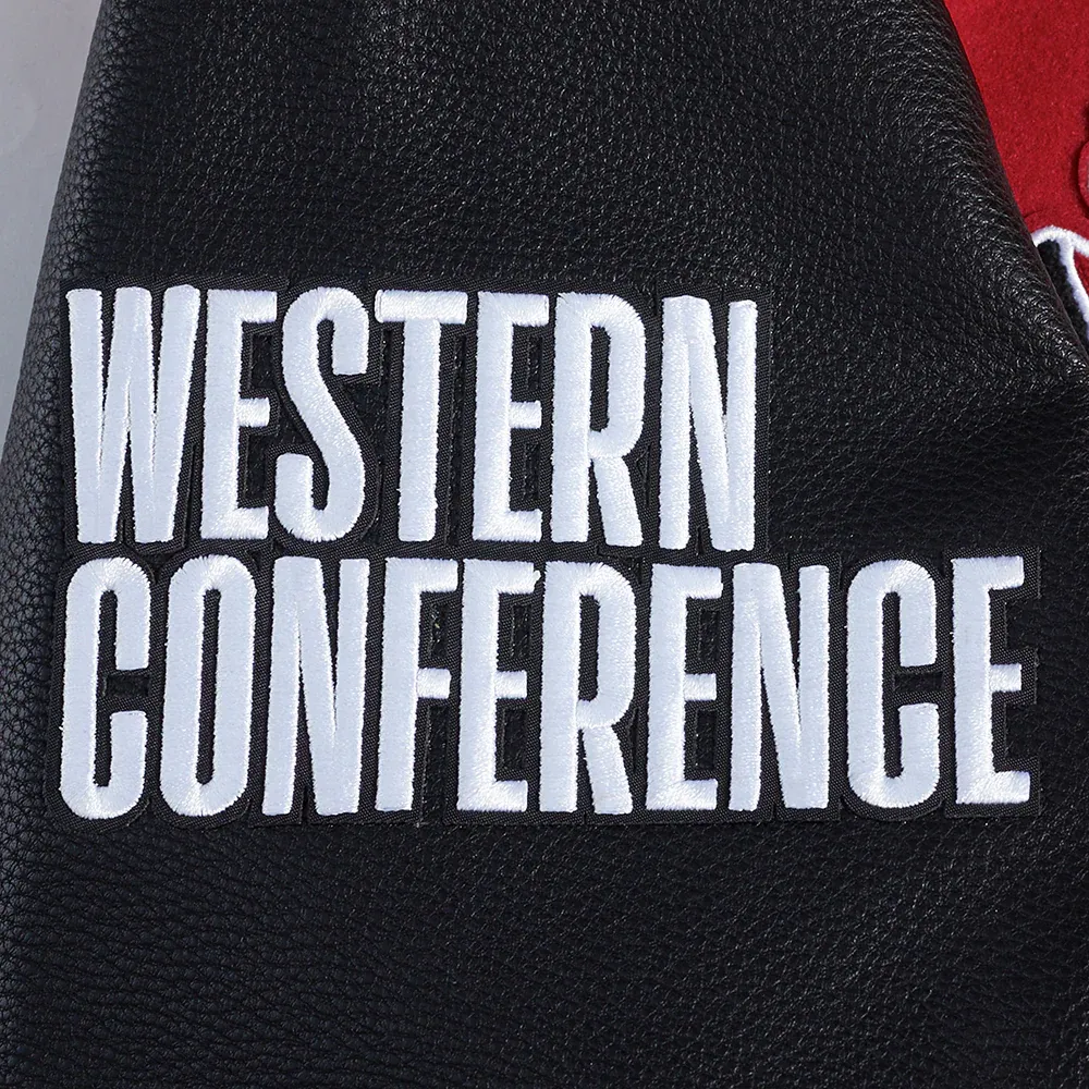 Houston Rockets Script Tail Wool & Leather Varsity Jacket - Image 8