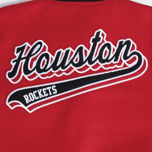 Houston Rockets Script Tail Wool & Leather Varsity Jacket - Image 9
