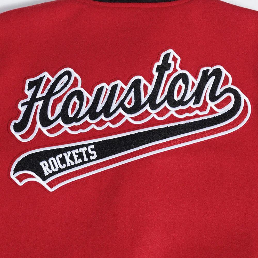 Houston Rockets Script Tail Wool & Leather Varsity Jacket - Image 9