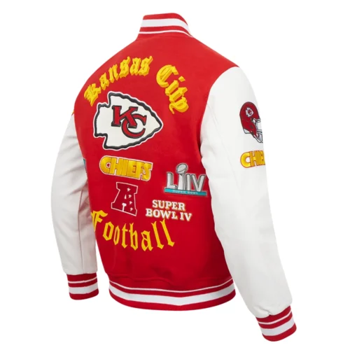 Kansas City Chiefs Old English Wool & Leather Varsity Jacket - Image 3