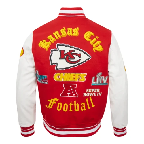 Kansas City Chiefs Old English Wool & Leather Varsity Jacket - Image 4