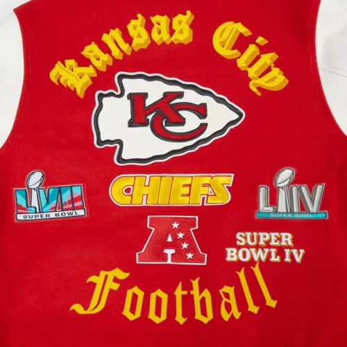 Kansas City Chiefs Old English Wool & Leather Varsity Jacket - Image 8