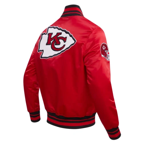 Kansas City Chiefs Retro Classic Red Satin Varsity Jacket - Image 4