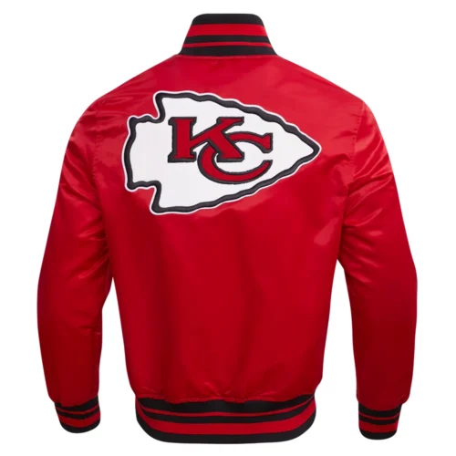 Kansas City Chiefs Retro Classic Red Satin Varsity Jacket - Image 3