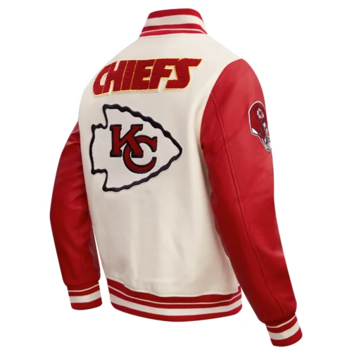 Kansas City Chiefs Retro Classic White/Red Varsity Jacket - Image 3