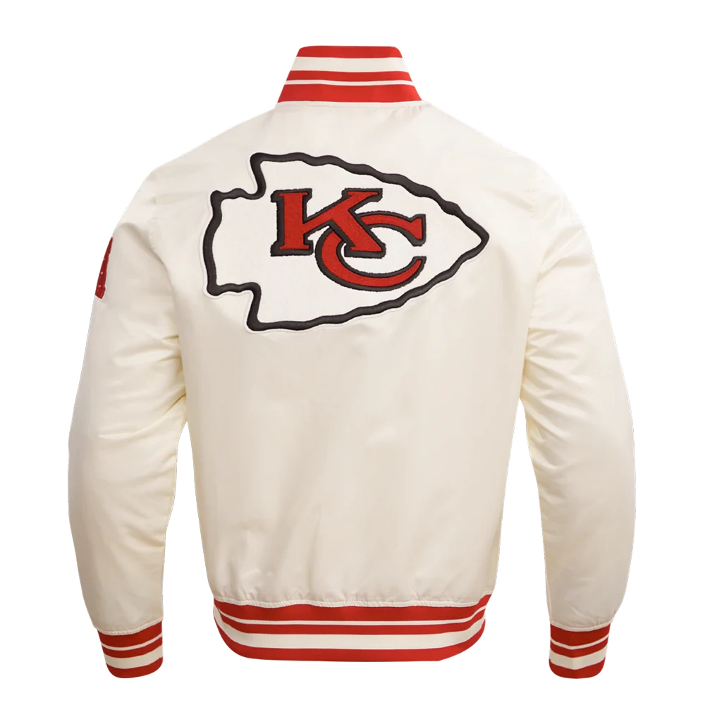 Kansas City Chiefs Retro Classic White Satin Varsity Jacket - Image 4