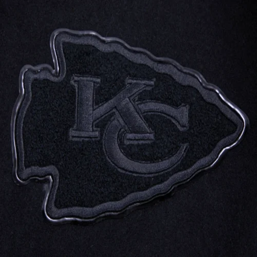 Kansas City Chiefs Triple Black Wool & Leather Varsity Jacket - Image 5
