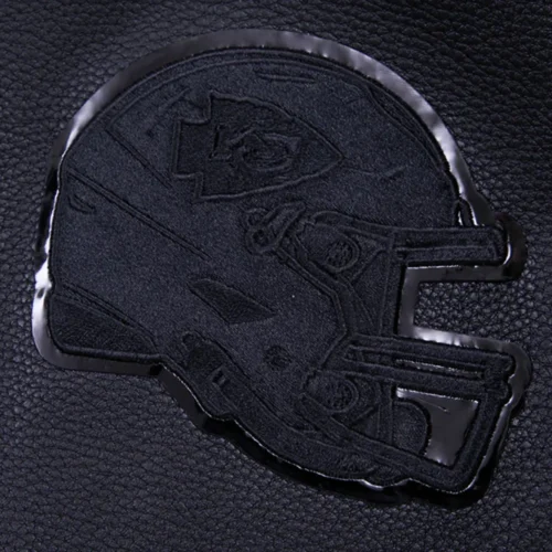 Kansas City Chiefs Triple Black Wool & Leather Varsity Jacket - Image 8