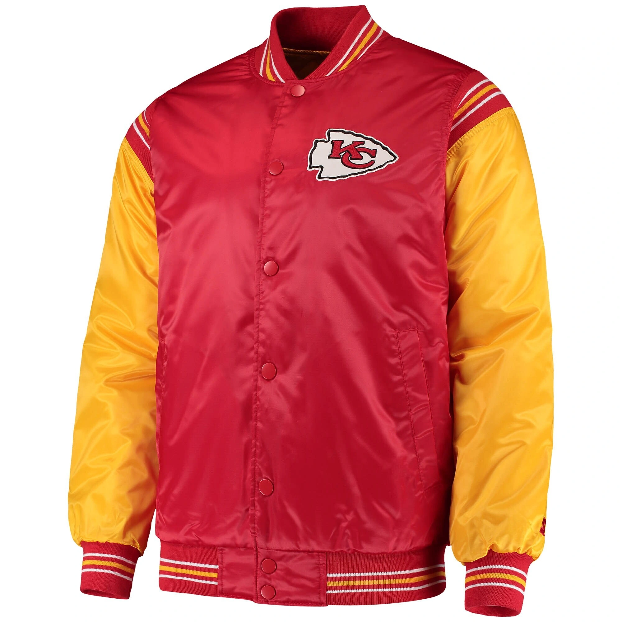 Kansas City Chiefs The Enforcer Red & Yellow Satin Varsity Jacket