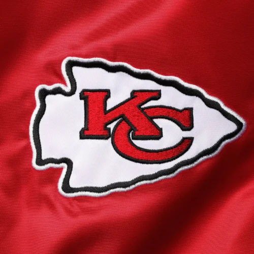 Kansas City Chiefs The Enforcer Red & Yellow Satin Varsity Jacket - Image 3