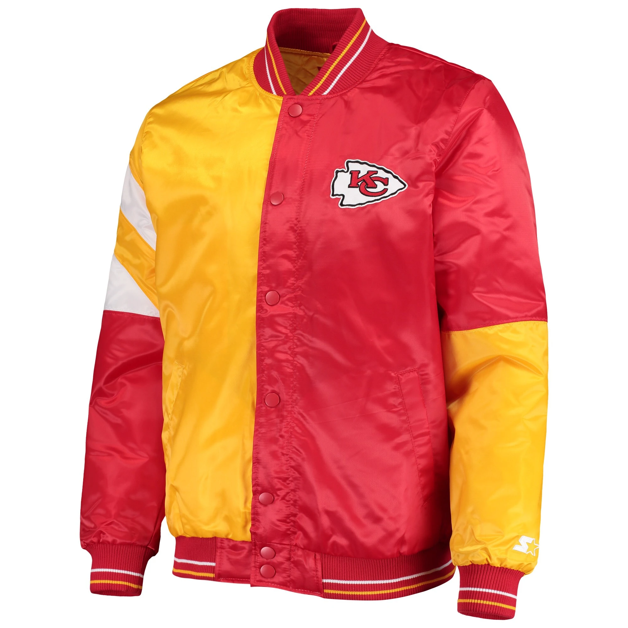 Kansas City Chiefs Leader Red & Yellow Satin Varsity Jacket