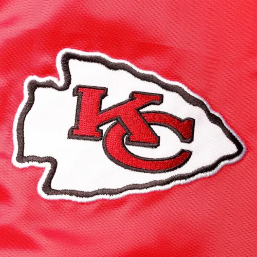 Kansas City Chiefs Leader Red & Yellow Satin Varsity Jacket - Image 3