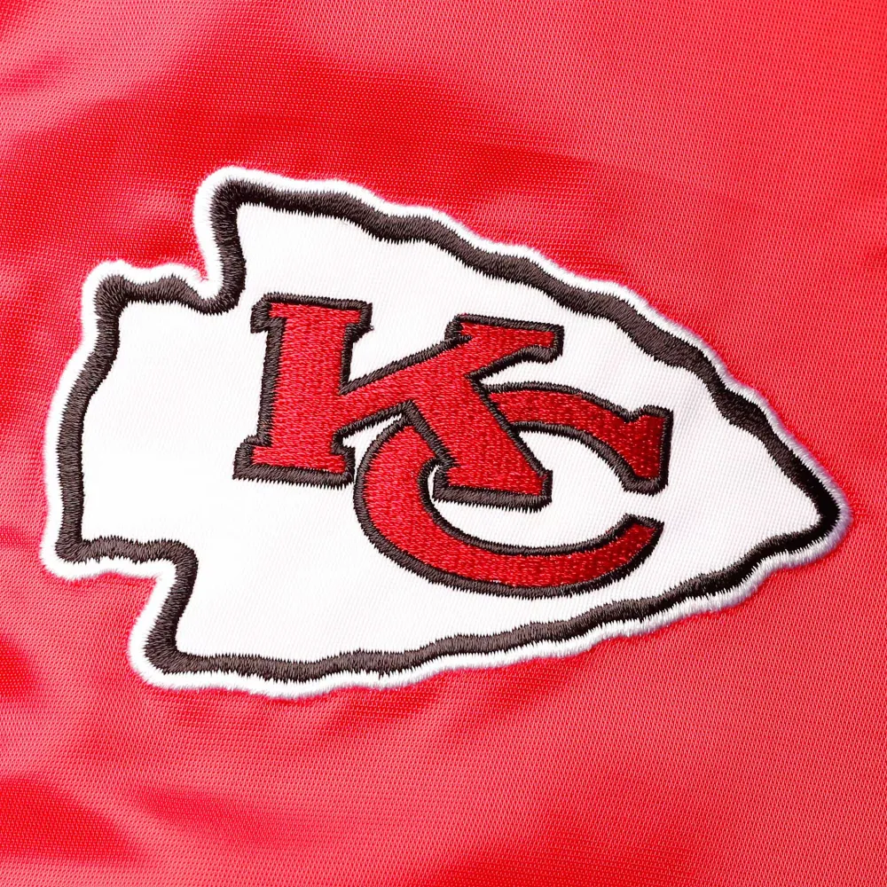 Kansas City Chiefs Leader Red & Yellow Satin Varsity Jacket - Image 3