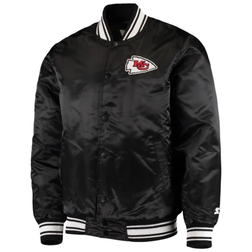 Kansas City Chiefs Locker Room Black Satin Varsity Jacket