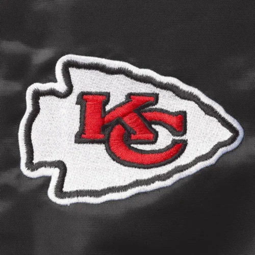 Kansas City Chiefs Locker Room Black Satin Varsity Jacket - Image 3