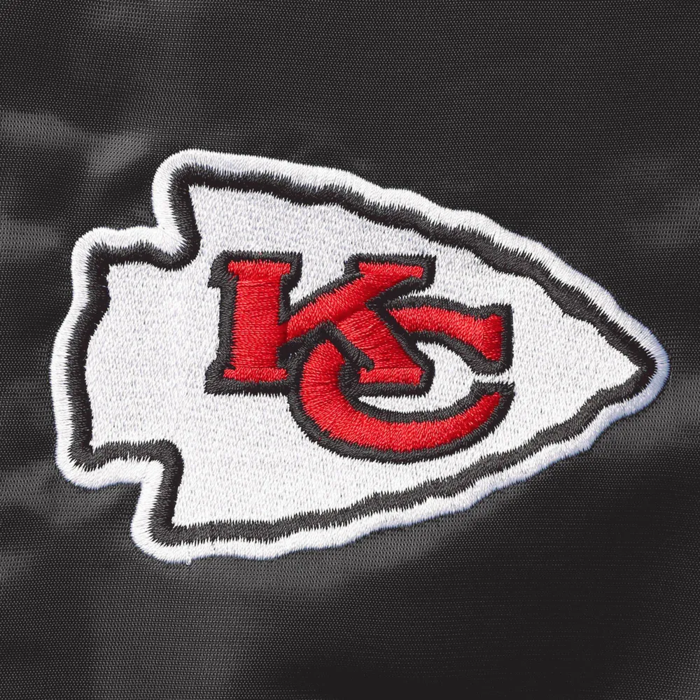 Kansas City Chiefs Locker Room Black Satin Varsity Jacket - Image 3