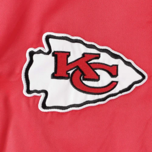 Kansas City Chiefs Prime Time Twill Red Satin Varsity Jacket - Image 3