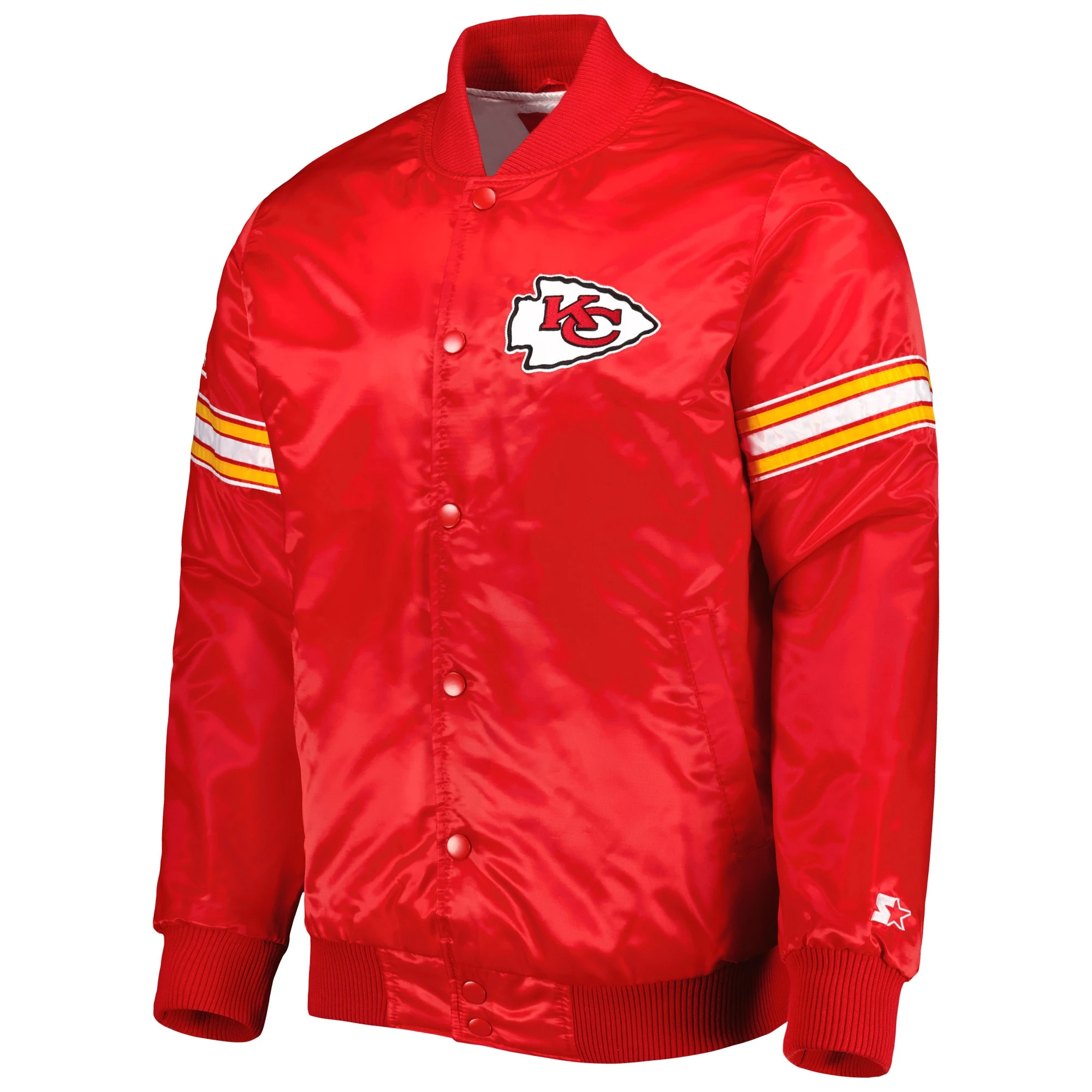 Kansas City Chiefs Red The Pick & Roll Satin Varsity Jacket