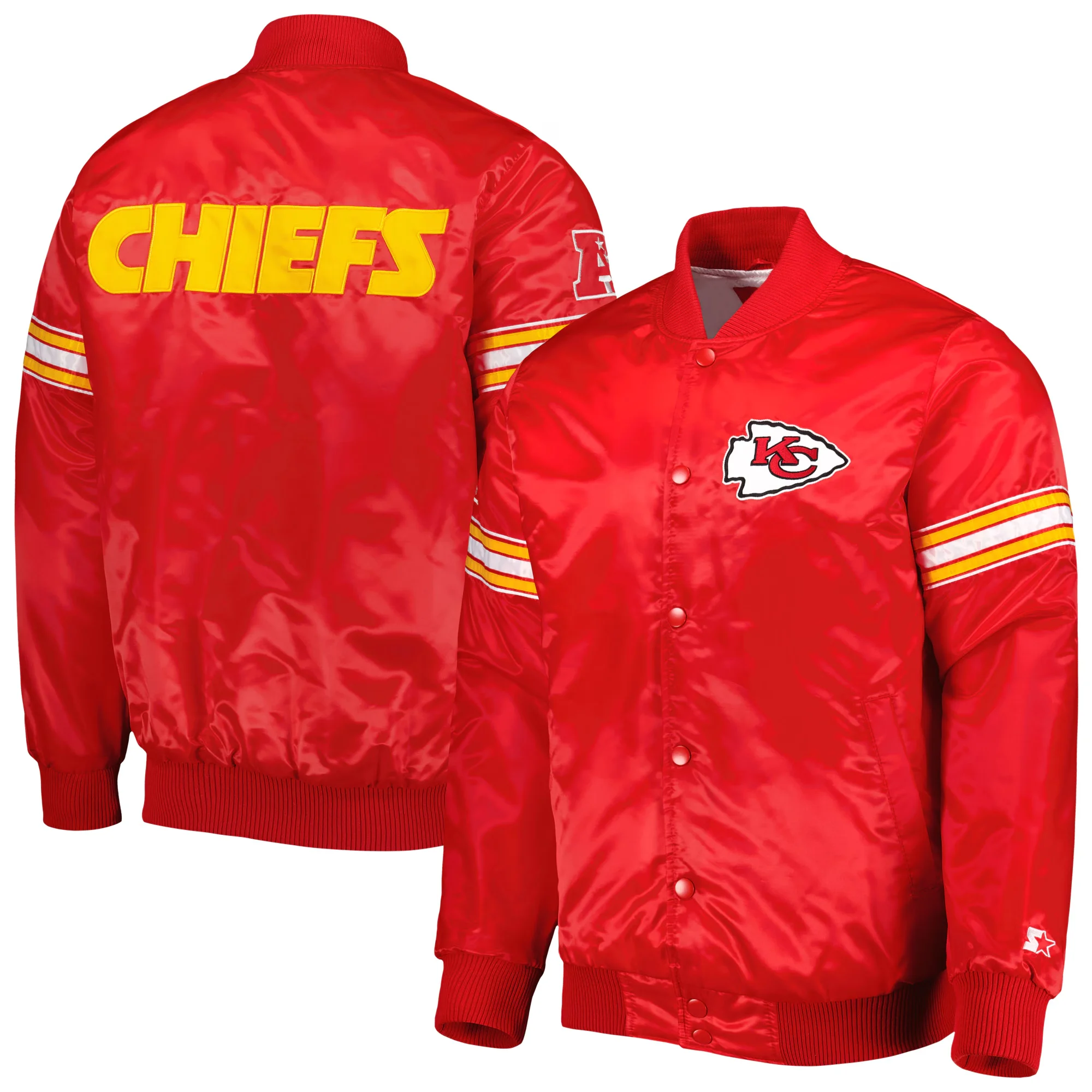 Kansas City Chiefs Red The Pick & Roll Satin Varsity Jacket - Image 4