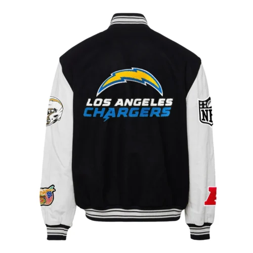 Alternative view of Los Angeles Chargers Jeff Hamilton Black/White Wool & Leather Varsity Jacket