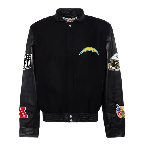 Los Angeles Chargers Jeff Hamilton Black Wool & Leather Varsity Jacket