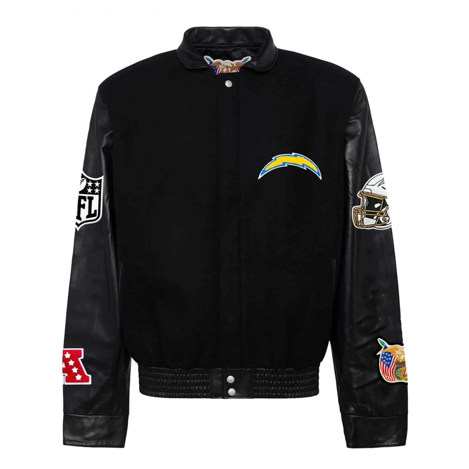 Los Angeles Chargers Jeff Hamilton Black Wool & Leather Varsity Jacket