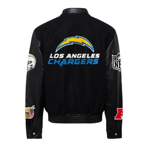 Alternative view of Los Angeles Chargers Jeff Hamilton Black Wool & Leather Varsity Jacket